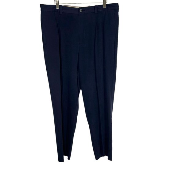 Tommy Bahama Dark Blue Silk Blend Pleated Front Pants 36x30